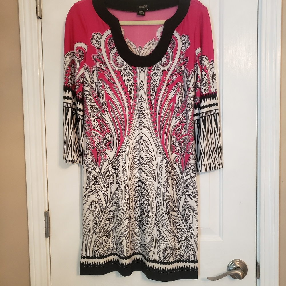 Pink and Black Patterned Dress